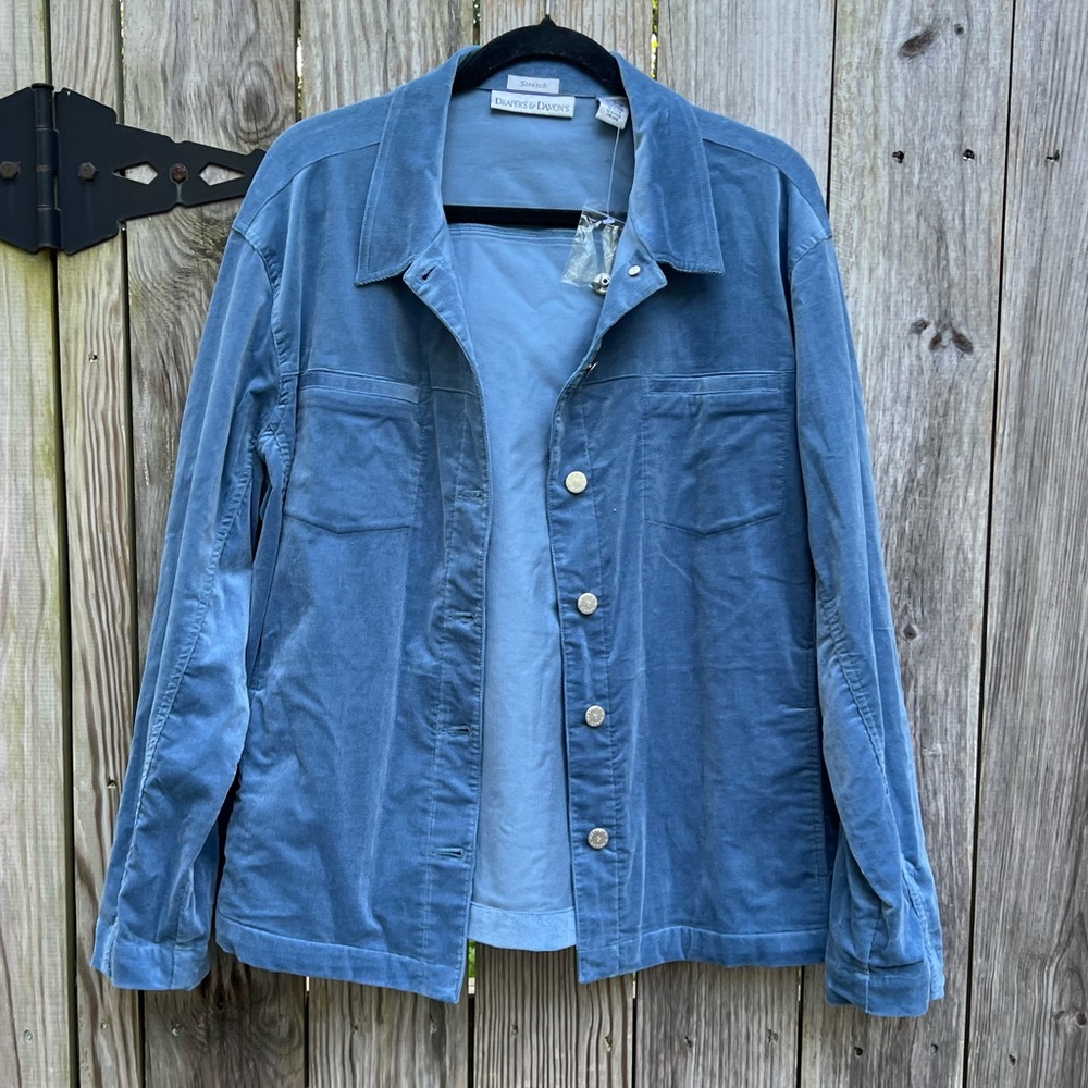 DRAPER’S & DAMONS Blue Corduroy Button Down Women’s Jacket XL NWT NEW - Picture 1 of 11